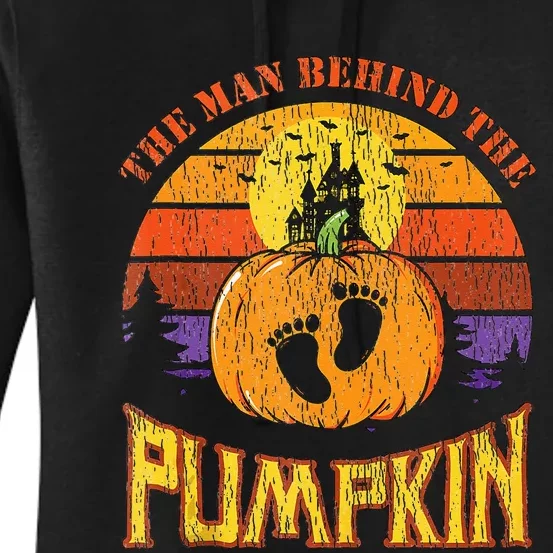 The Man Behind The Pumpkin Pregnancy Announcet Halloween Women's Pullover Hoodie