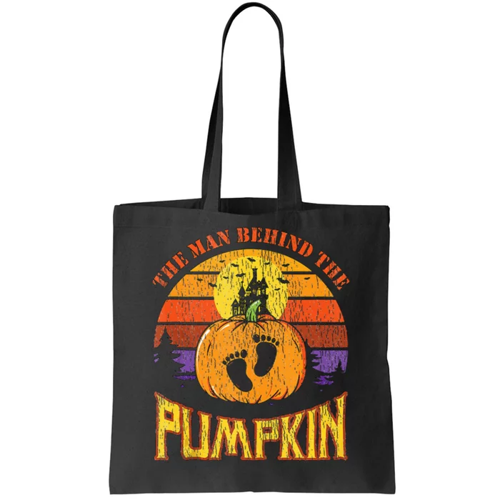 The Man Behind The Pumpkin Pregnancy Announcet Halloween Tote Bag