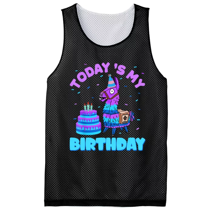 Todays My Birthday Llama Birthday Party Decorations Mesh Reversible Basketball Jersey Tank