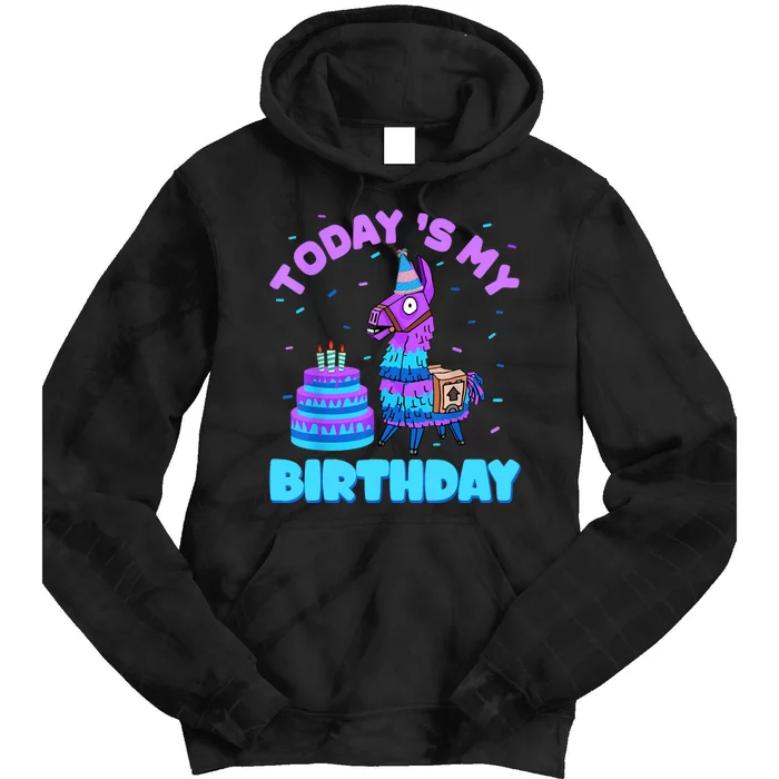 Todays My Birthday Llama Birthday Party Decorations Tie Dye Hoodie