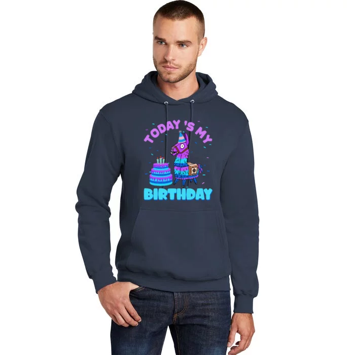 Todays My Birthday Llama Family Party Decorations Tall Hoodie