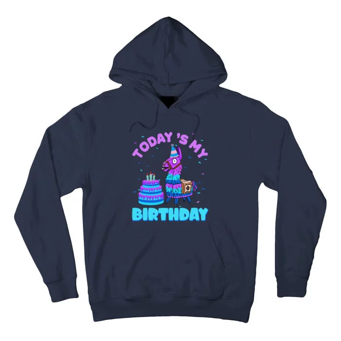 Todays My Birthday Llama Family Party Decorations Tall Hoodie