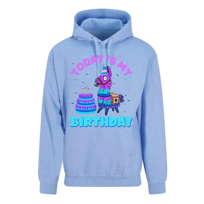 Todays My Birthday Llama Family Party Decorations Unisex Surf Hoodie