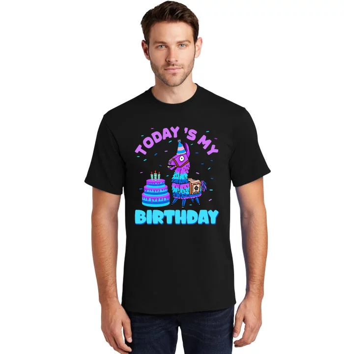 Today's My Birthday Cute Llama Animal Party Tall T-Shirt