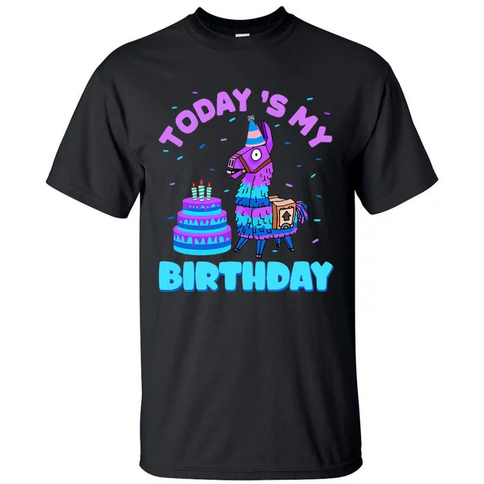 Today's My Birthday Cute Llama Animal Party Tall T-Shirt