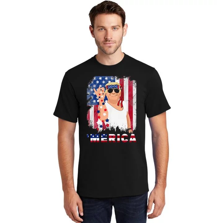 Trump Merica Bae Salt Sprinkle American Flag Patriotics Tall T-Shirt