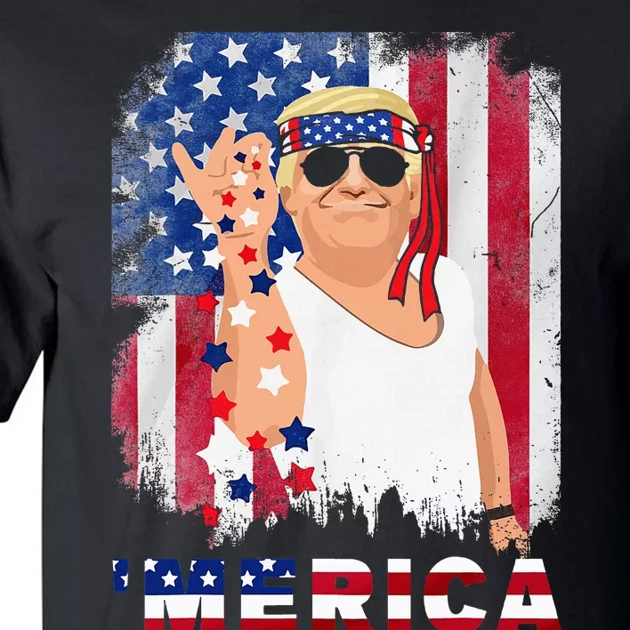 Trump Merica Bae Salt Sprinkle American Flag Patriotics Tall T-Shirt