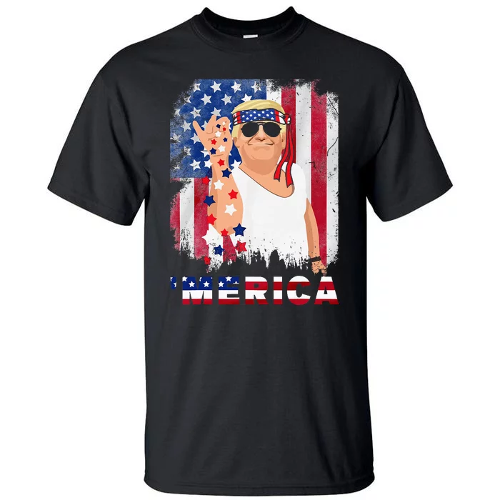 Trump Merica Bae Salt Sprinkle American Flag Patriotics Tall T-Shirt