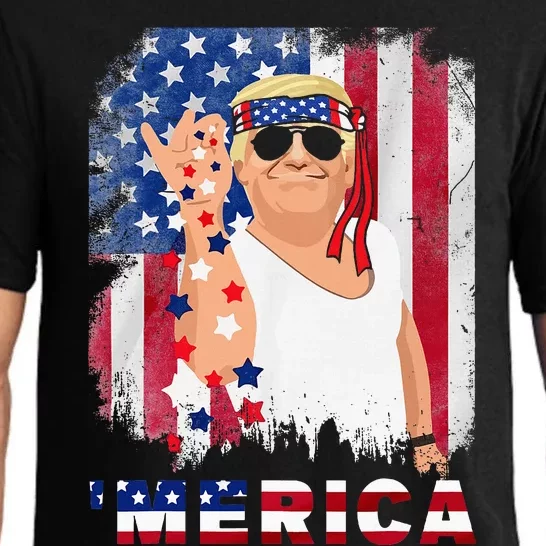 Trump Merica Bae Salt Sprinkle American Flag Patriotics Pajama Set