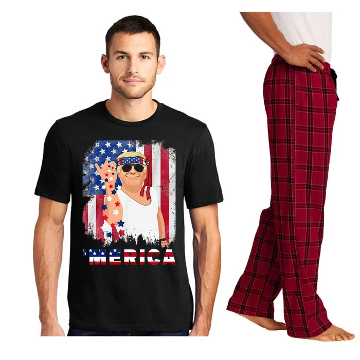 Trump Merica Bae Salt Sprinkle American Flag Patriotics Pajama Set