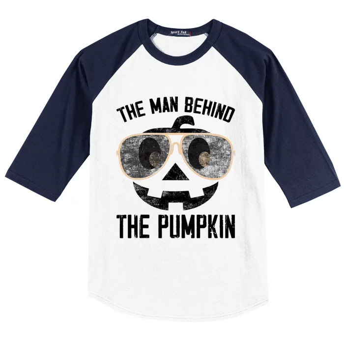 The Man Behind The Pumpkin New Baby Shower Dad Halloween Baseball Sleeve Shirt