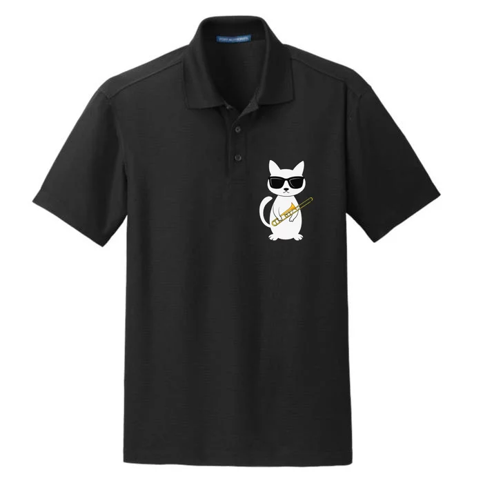 Trombone Mucisian Brass Instrument Trombonist Cat Lover Dry Zone Grid Performance Polo