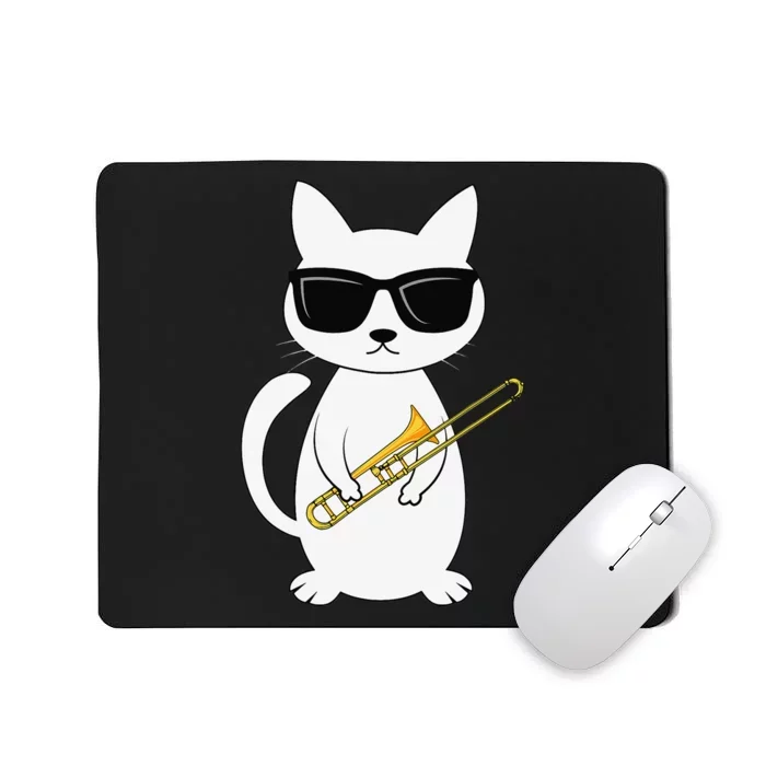 Trombone Mucisian Brass Instrument Trombonist Cat Lover Mousepad