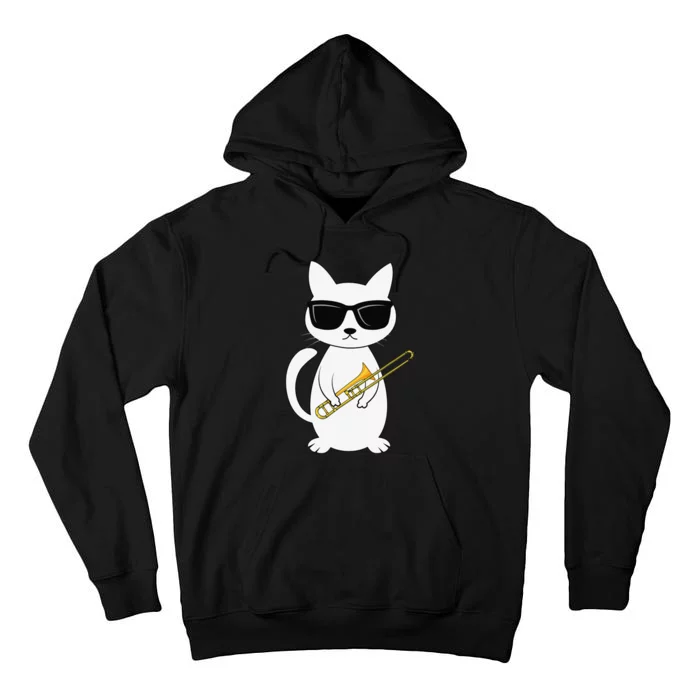 Trombone Mucisian Brass Instrument Trombonist Cat Lover Tall Hoodie