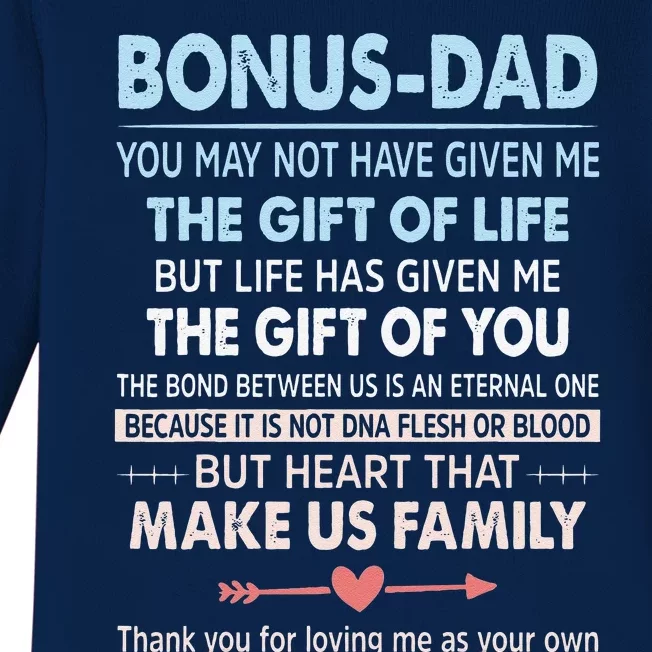 To My Bonus Dad Gift For Father Fathers Day Baby Long Sleeve Bodysuit