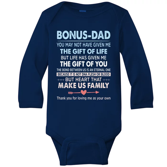 To My Bonus Dad Gift For Father Fathers Day Baby Long Sleeve Bodysuit