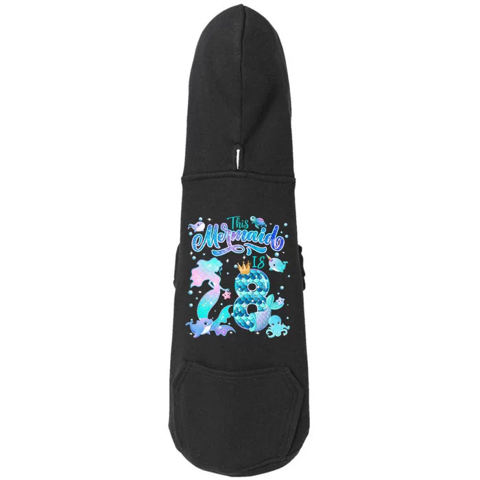 This Mermaid Birthday Girl 8 Year Old 8th Birthday Mermaid Doggie 3-End Fleece Hoodie