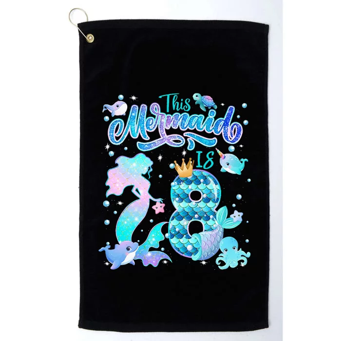 This Mermaid Birthday Girl 8 Year Old 8th Birthday Mermaid Platinum Collection Golf Towel