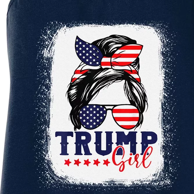 Trump Messy Bun Trump 2024 Election American Flag Women's Racerback Tank