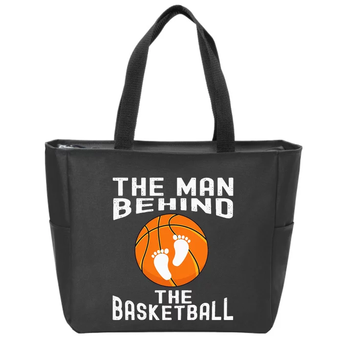 The Man Behind The Basketball Funny Future Dad Baby Shower Zip Tote Bag