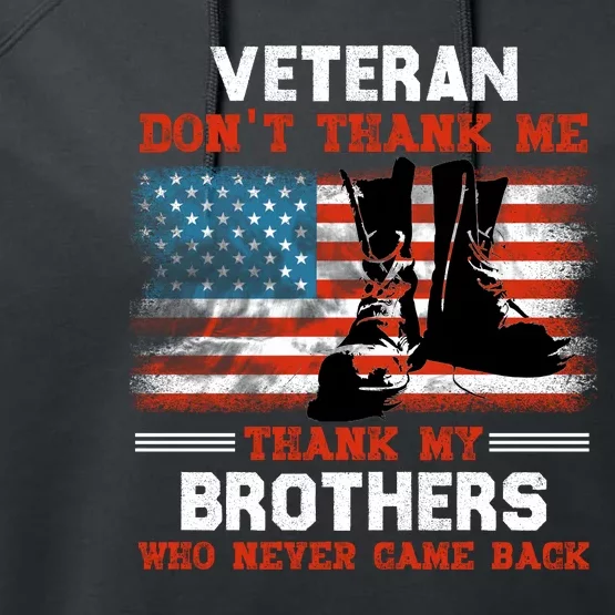 Thank My Brother | Veterans Day Patriotic Military Veteran Performance Fleece Hoodie