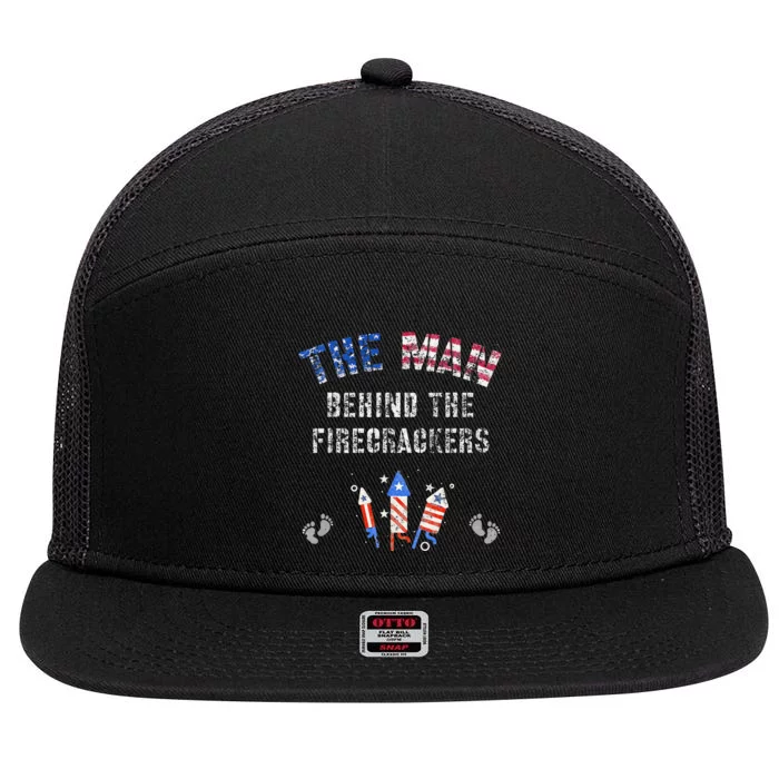 The Man Behind The Twins FIRECRACKERS 4th Of July Expecting 7 Panel Mesh Trucker Snapback Hat