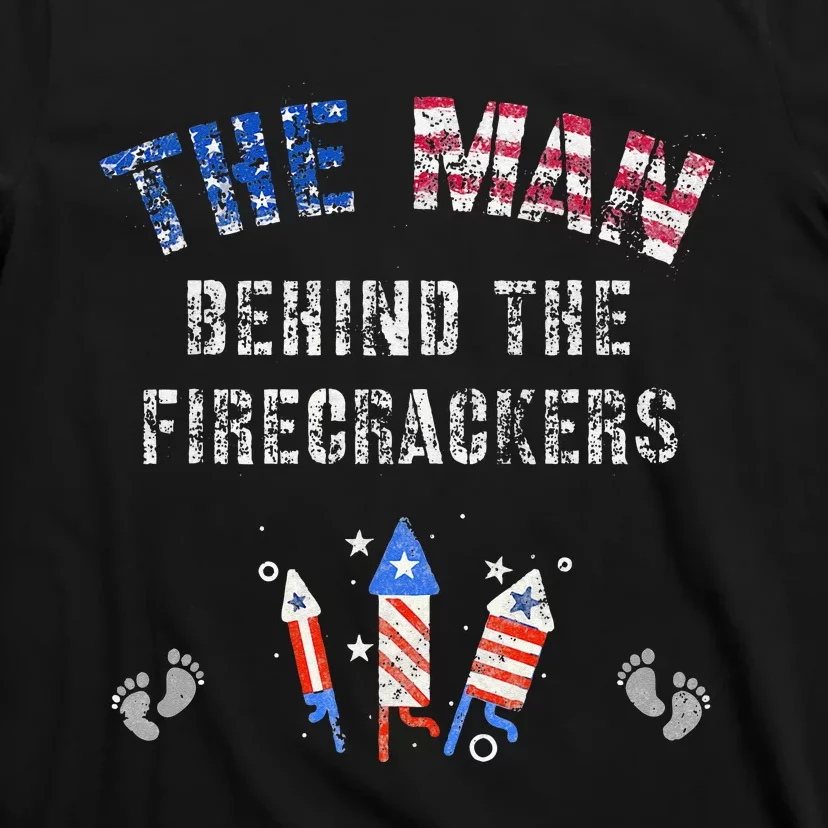 The Man Behind The Twins FIRECRACKERS 4th Of July Expecting T-Shirt