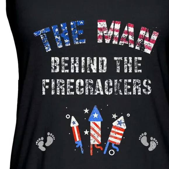 The Man Behind The Twins FIRECRACKERS 4th Of July Expecting Ladies Essential Flowy Tank