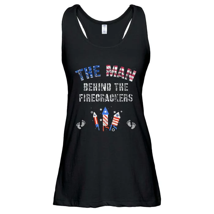 The Man Behind The Twins FIRECRACKERS 4th Of July Expecting Ladies Essential Flowy Tank