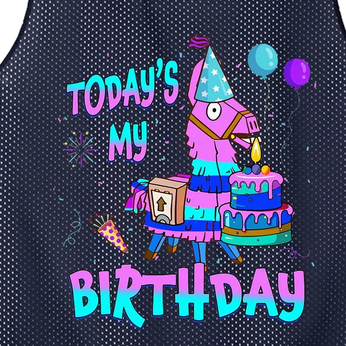 Todays My Birthday Llama Boy Girl Family Matching Party Mesh Reversible Basketball Jersey Tank