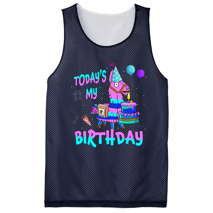 Todays My Birthday Llama Boy Girl Family Matching Party Mesh Reversible Basketball Jersey Tank