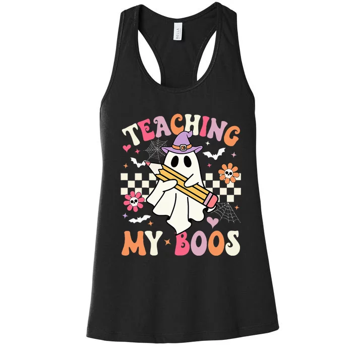 Teaching My Boos Teacher Cute Ghost Women's Racerback Tank