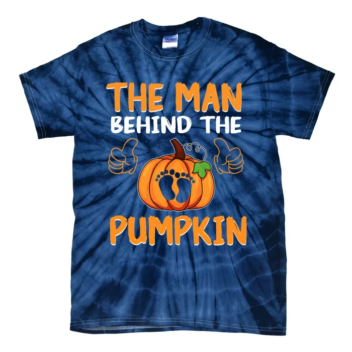 The Man Behind The Pumpkin New Baby Shower Dad Halloween Tie-Dye T-Shirt