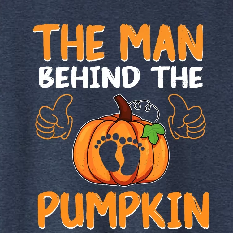 The Man Behind The Pumpkin New Baby Shower Dad Halloween Women's Crop Top Tee