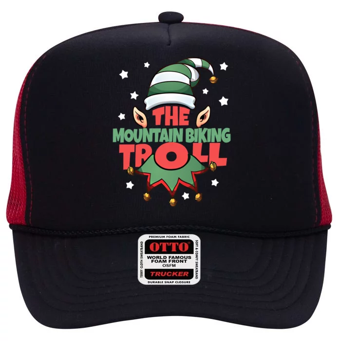 The Mountain Biking Troll Funny Christmas Pajama Gift Mountain Cute Gift High Crown Mesh Trucker Hat