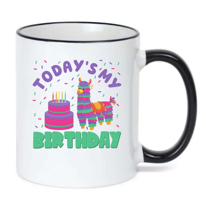 Todays My Birthday Llama Party Black Color Changing Mug