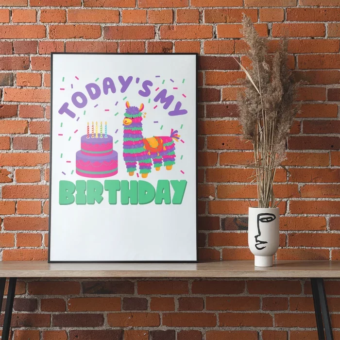 Todays My Birthday Llama Party Poster