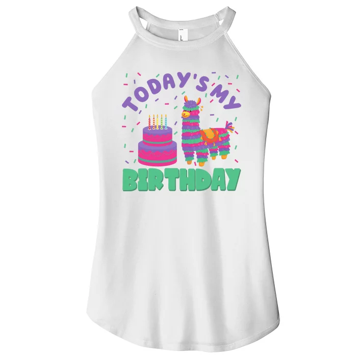 Todays My Birthday Llama Party Women’s Perfect Tri Rocker Tank