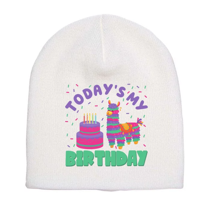 Todays My Birthday Llama Party Short Acrylic Beanie