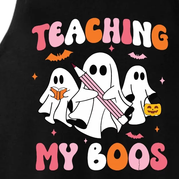 Teaching My Boos Spooky Teacher Ghost Halloween Groovy Retro Ladies Tri-Blend Wicking Tank