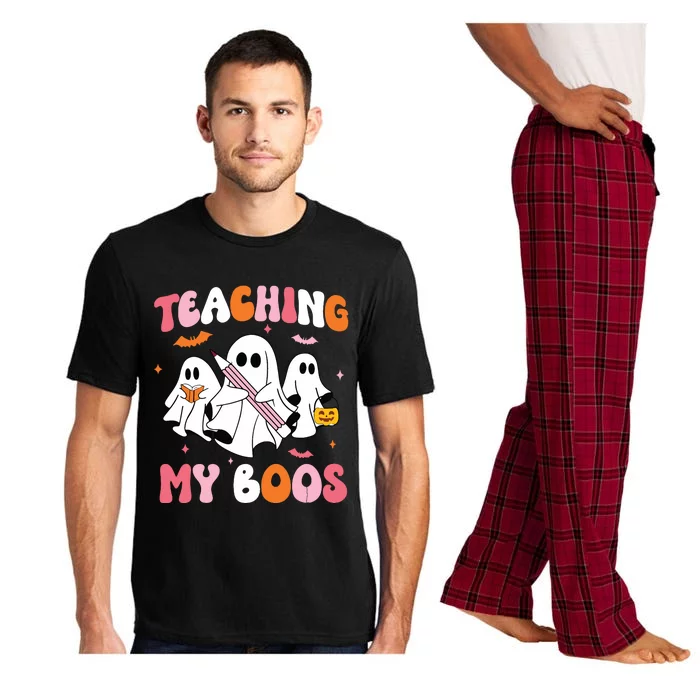 Teaching My Boos Spooky Teacher Ghost Halloween Groovy Retro Pajama Set