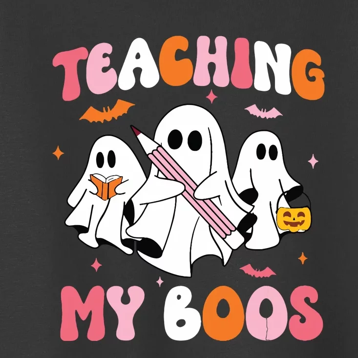 Teaching My Boos Spooky Teacher Ghost Halloween Groovy Retro Toddler T-Shirt