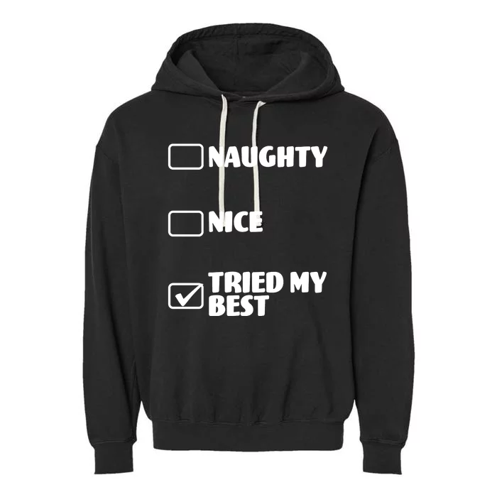 Tried My Best, Funny Check List Design Garment-Dyed Fleece Hoodie