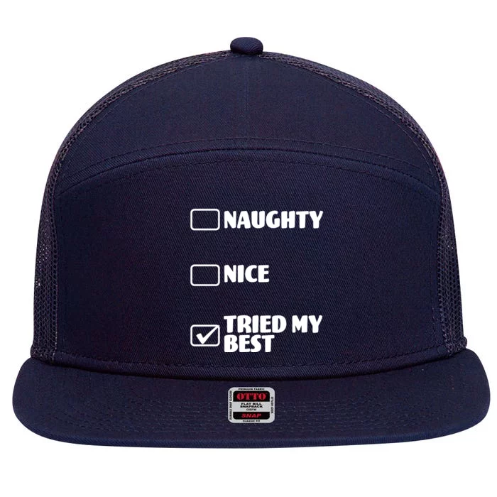 Tried My Best, Funny Check List Design 7 Panel Mesh Trucker Snapback Hat