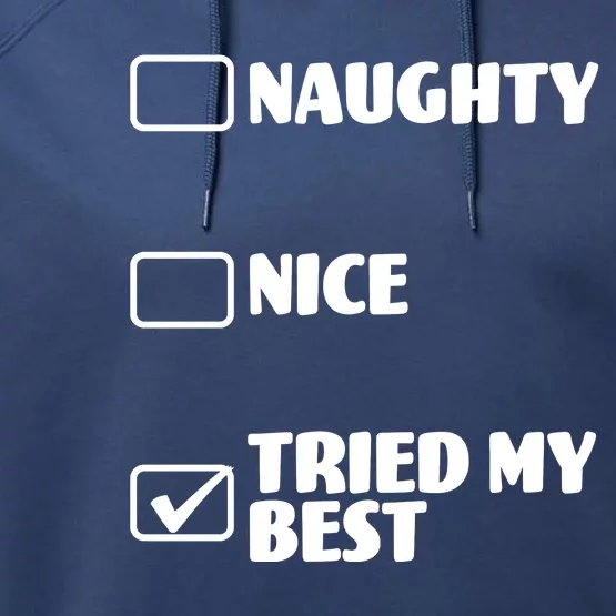 Tried My Best, Funny Check List Design Performance Fleece Hoodie