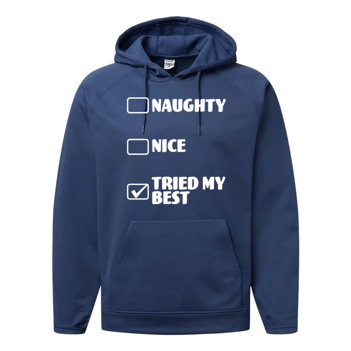 Tried My Best, Funny Check List Design Performance Fleece Hoodie