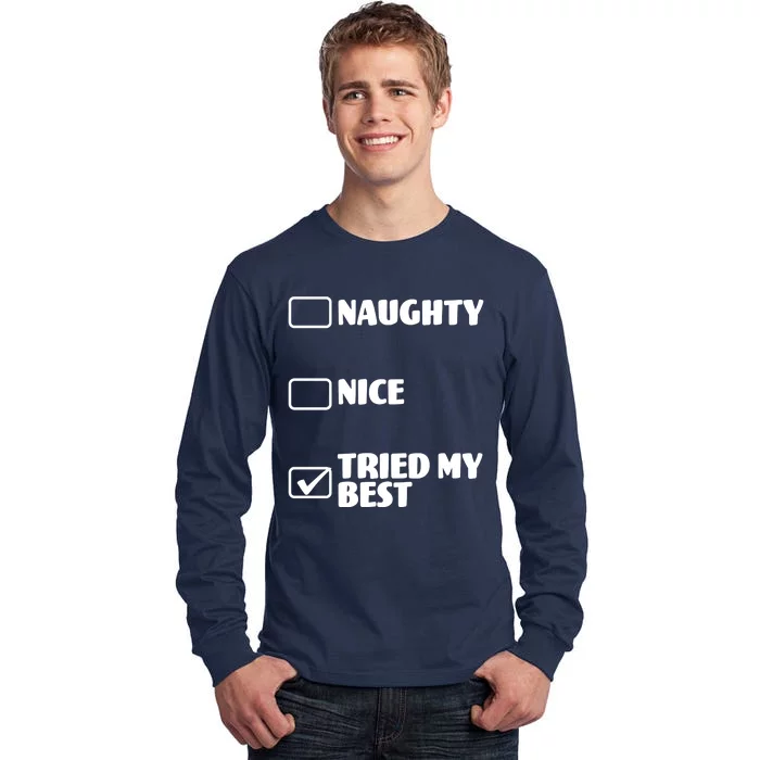 Tried My Best, Funny Check List Design Tall Long Sleeve T-Shirt