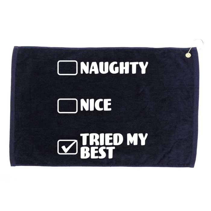 Tried My Best, Funny Check List Design Grommeted Golf Towel