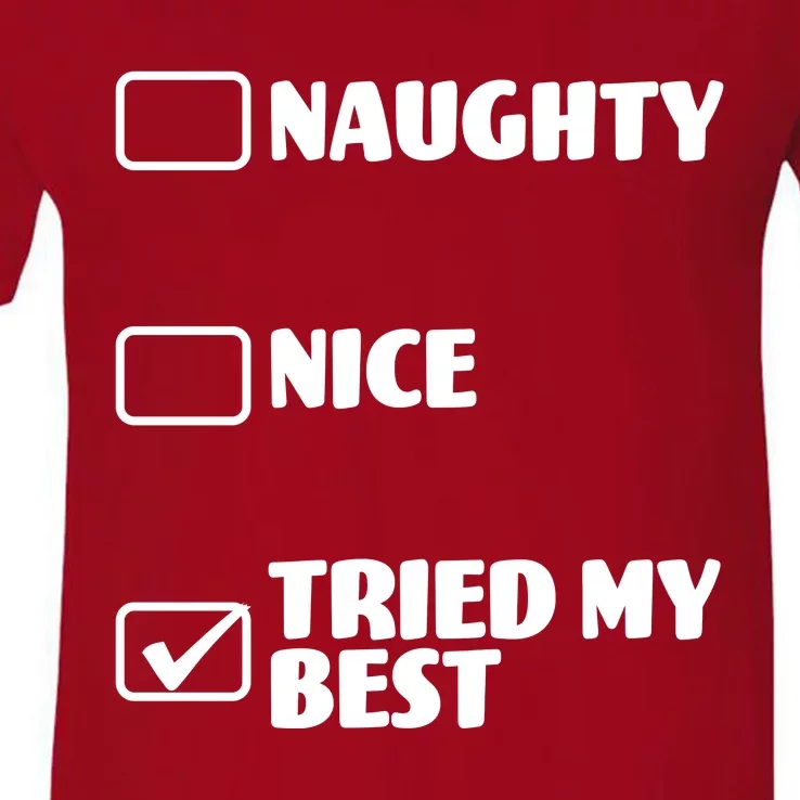 Tried My Best, Funny Check List Design V-Neck T-Shirt