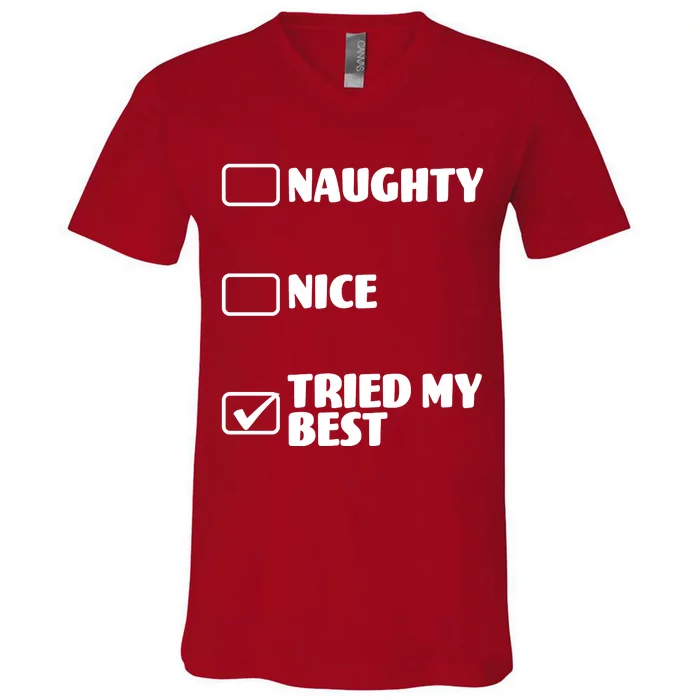 Tried My Best, Funny Check List Design V-Neck T-Shirt